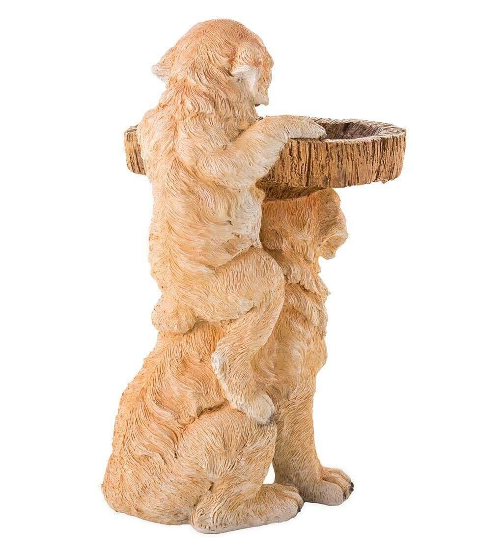 image-Garden Decoration Raccoon Resin Ornaments Handicraft Gardening Bird Drinking Ornaments