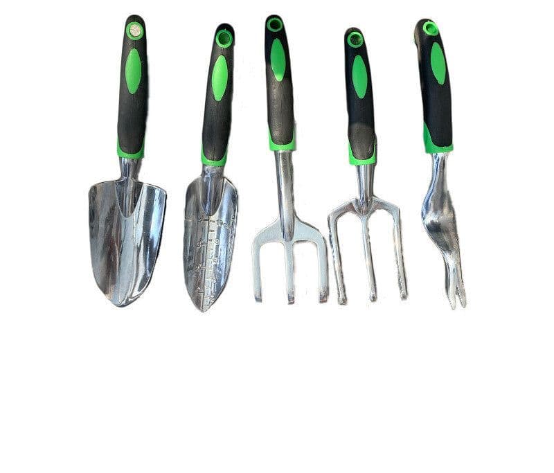 image-Garden Supplies 9-piece Aluminum Alloy Set, Silicone Two-color Handle Shovel Gardening Tools