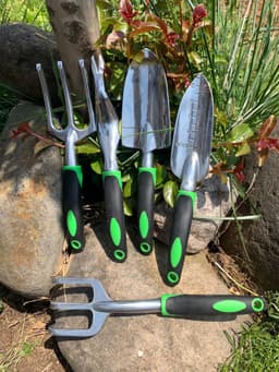 image-Garden Supplies 9-piece Aluminum Alloy Set, Silicone Two-color Handle Shovel Gardening Tools