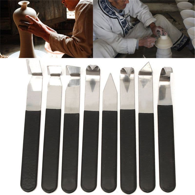 image-Sketch Painting Art Tools 8 Stainless Steel Handle Blank Tool Repair Blank Pottery