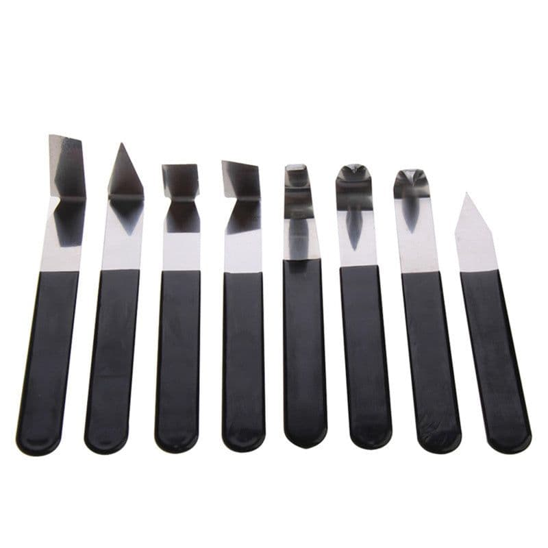 image-Sketch Painting Art Tools 8 Stainless Steel Handle Blank Tool Repair Blank Pottery