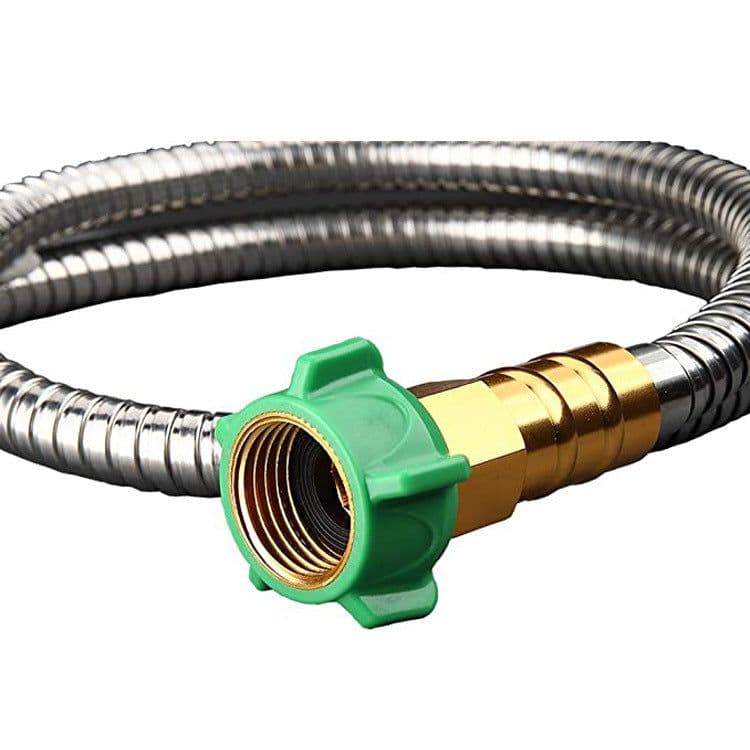 image-Stainless Steel Garden Hose With Brass Garden Hose Nozzle