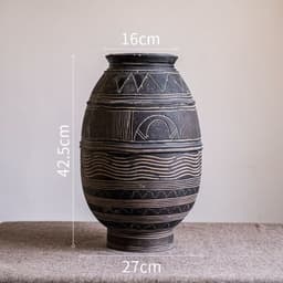 image-African Art Ancient Pot Flower Cement Decorative Flower Pot Ethnic Style