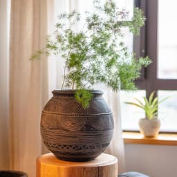 image-African Art Ancient Pot Flower Cement Decorative Flower Pot Ethnic Style