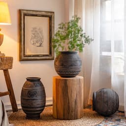 image-African Art Ancient Pot Flower Cement Decorative Flower Pot Ethnic Style