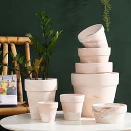 image-Gradient Macchiato Red And White Pottery Natural Pot Vegetarian Burning Breathable And Absorbent Large Type Green Plants Meaty