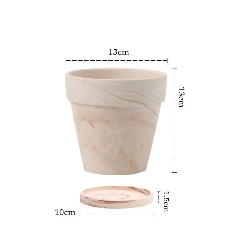 image-Gradient Macchiato Red And White Pottery Natural Pot Vegetarian Burning Breathable And Absorbent Large Type Green Plants Meaty