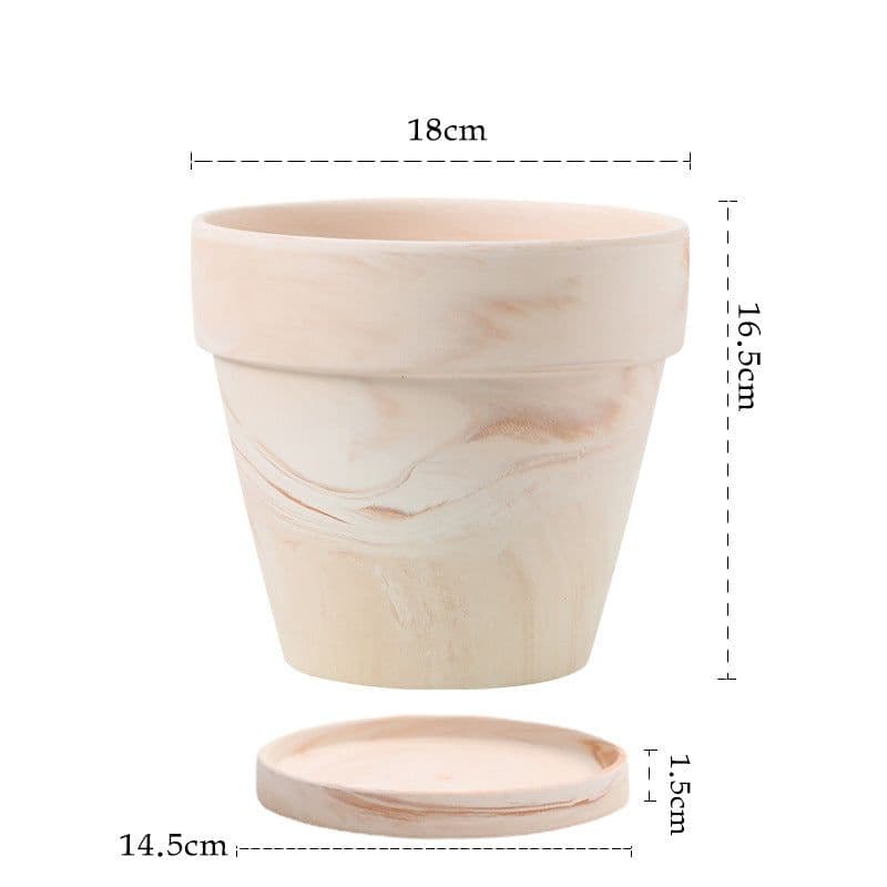 image-Gradient Macchiato Red And White Pottery Natural Pot Vegetarian Burning Breathable And Absorbent Large Type Green Plants Meaty
