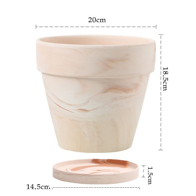 image-Gradient Macchiato Red And White Pottery Natural Pot Vegetarian Burning Breathable And Absorbent Large Type Green Plants Meaty