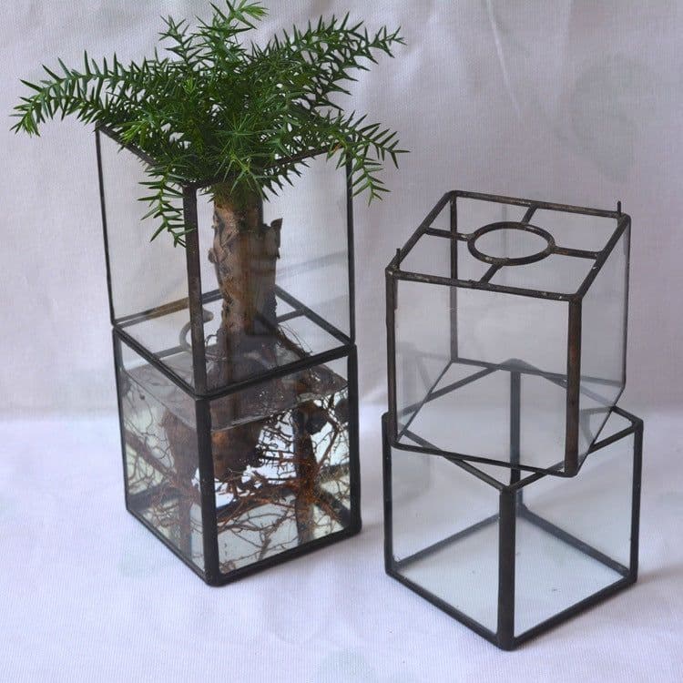 image-Vintage Glass Succulent Flower Pot Furnishings