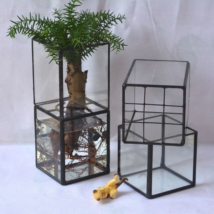 image-Vintage Glass Succulent Flower Pot Furnishings