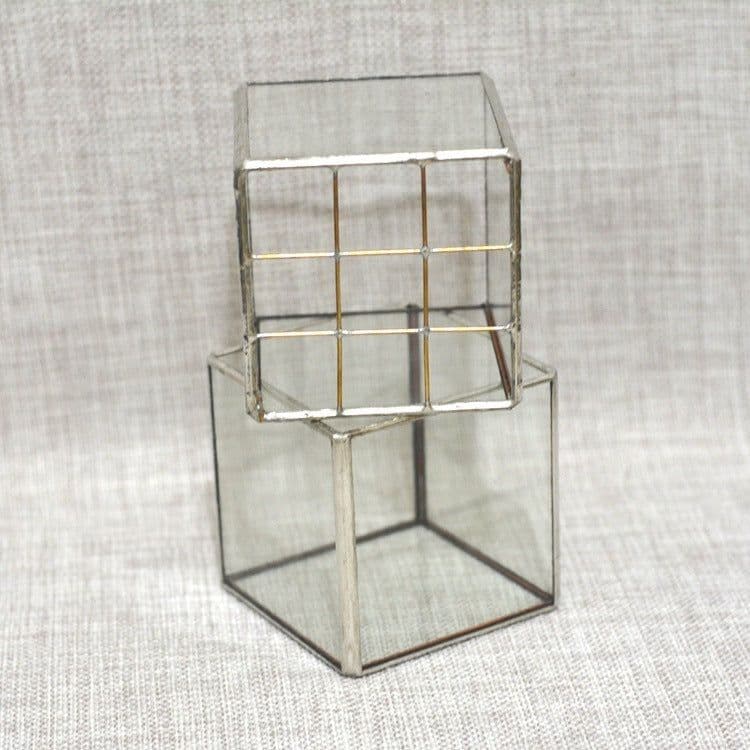 image-Vintage Glass Succulent Flower Pot Furnishings