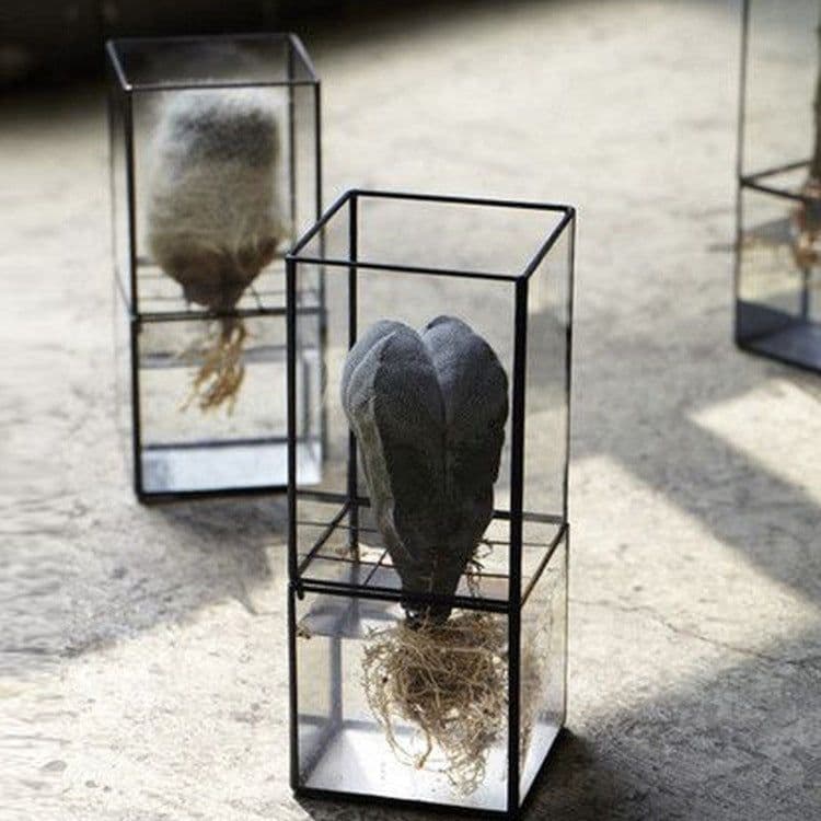 image-Vintage Glass Succulent Flower Pot Furnishings