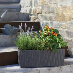 image-Balcony Rattan Long Flower Pot Automatic Water Feeding Lazy Flower Pot Large Planting Basin