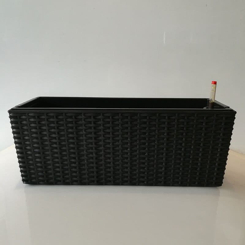 image-Balcony Rattan Long Flower Pot Automatic Water Feeding Lazy Flower Pot Large Planting Basin