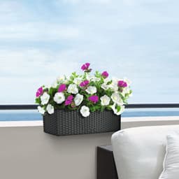 image-Balcony Rattan Long Flower Pot Automatic Water Feeding Lazy Flower Pot Large Planting Basin
