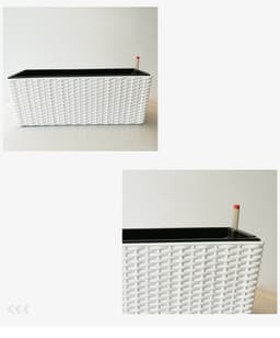 image-Balcony Rattan Long Flower Pot Automatic Water Feeding Lazy Flower Pot Large Planting Basin