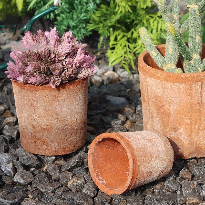 image-Thick Clay Earthen Pot Breathable Succulents Outdoor Balcony Soil Ceramic Basin