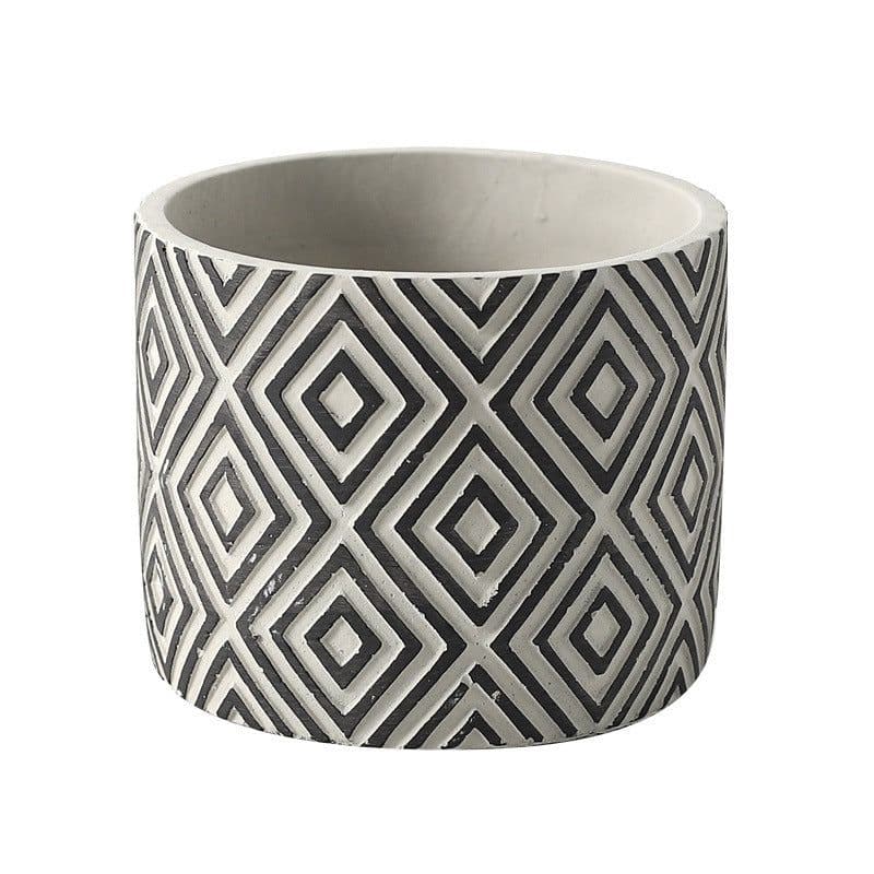 image-Cement Flower Pot Green Plant Diamond Pattern Vase Creative Retro Nordic INS