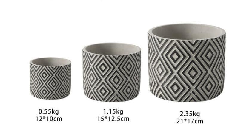 image-Cement Flower Pot Green Plant Diamond Pattern Vase Creative Retro Nordic INS