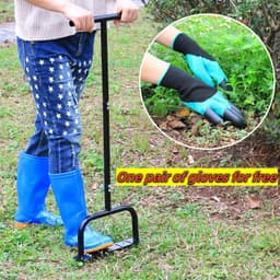 image-Lawn Aerator Tool Manual Metal Spike Grass Aeration With Dethatching Rake 15 Iron Spikes For Yard And Garden Compacted Soil Aerator Tool Black