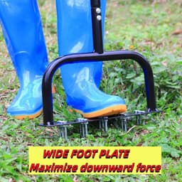 image-Lawn Aerator Tool Manual Metal Spike Grass Aeration With Dethatching Rake 15 Iron Spikes For Yard And Garden Compacted Soil Aerator Tool Black