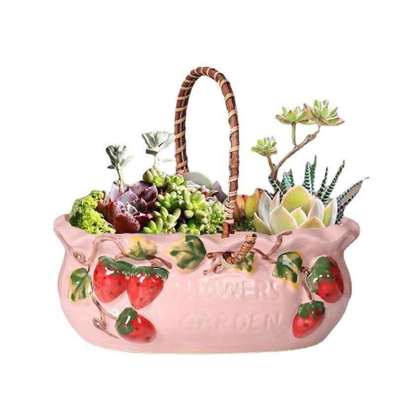 image-Creative Color Painted Strawberry Large And Small Diameter Succulent Flower Pot