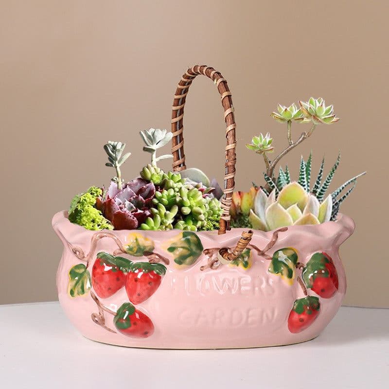 image-Creative Color Painted Strawberry Large And Small Diameter Succulent Flower Pot