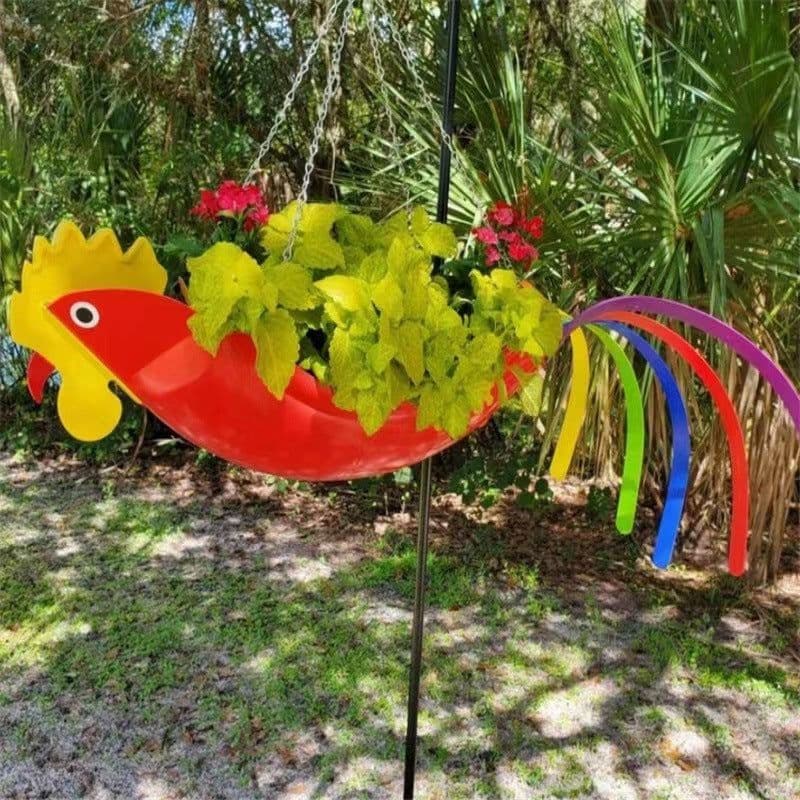 image-Gardening Colorful Animal Bird Rooster Flower Pot Pendant