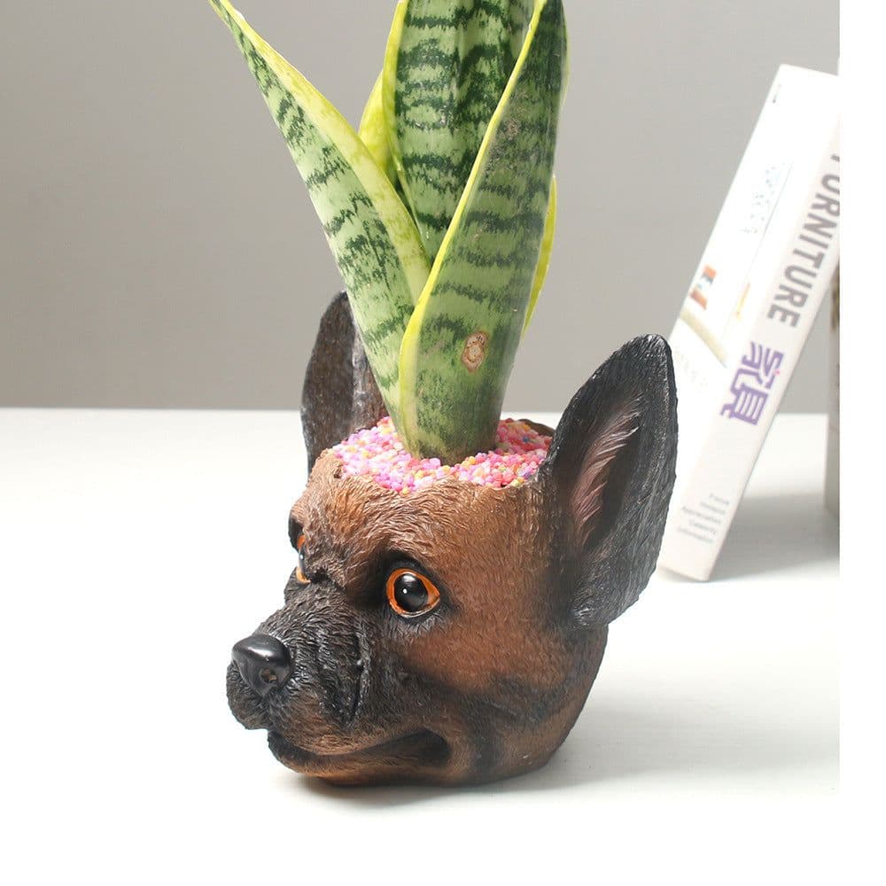 image-Synthetic Resin Personalized Dog Flower Pot Crafts Ornaments