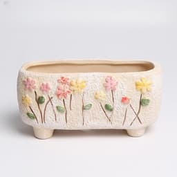 image-Plain Burning Hand-painted Flower Pot Succulent Bonsai Small Wholesale Stoneware Ceramic Flower Pot