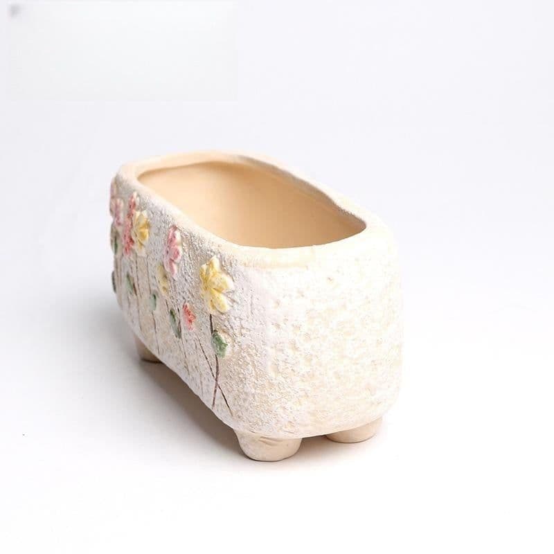 image-Plain Burning Hand-painted Flower Pot Succulent Bonsai Small Wholesale Stoneware Ceramic Flower Pot