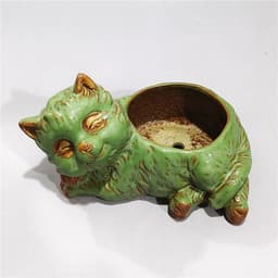 image-Creative Cute Cartoon Cat Ceramic Succulent Flower Pot Simple Animal Succulent Small Flower Pot