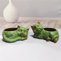 image-Creative Cute Cartoon Cat Ceramic Succulent Flower Pot Simple Animal Succulent Small Flower Pot