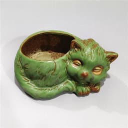 image-Creative Cute Cartoon Cat Ceramic Succulent Flower Pot Simple Animal Succulent Small Flower Pot