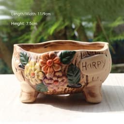 image-Creative Personality Green Plant Pot Handmade Desktop Breathable Combination Small Ceramic Flower Pot
