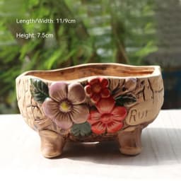 image-Creative Personality Green Plant Pot Handmade Desktop Breathable Combination Small Ceramic Flower Pot