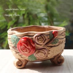 image-Creative Personality Green Plant Pot Handmade Desktop Breathable Combination Small Ceramic Flower Pot