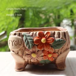 image-Creative Personality Green Plant Pot Handmade Desktop Breathable Combination Small Ceramic Flower Pot