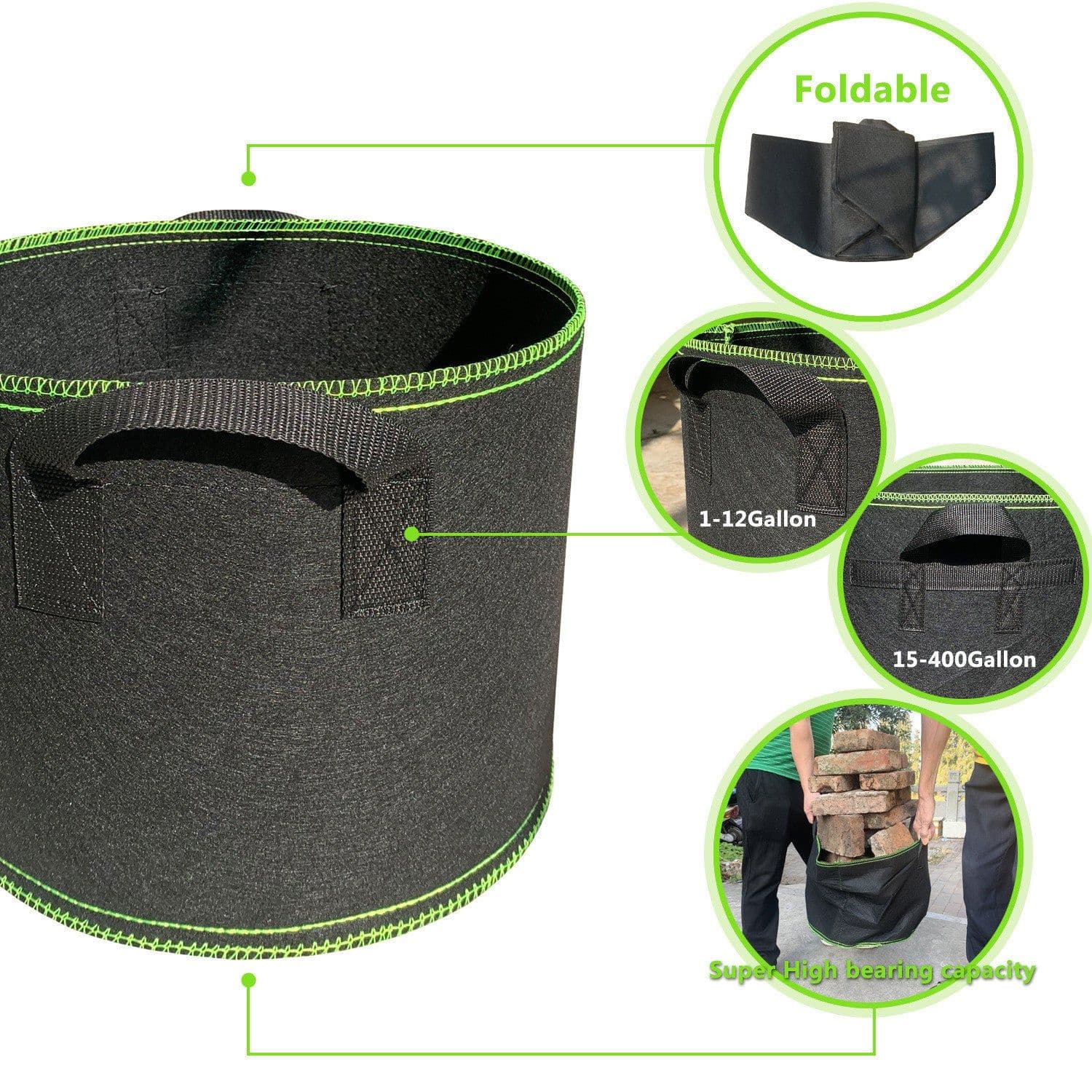 image-Planting Sack Black Non-woven Seedling Flower Pot