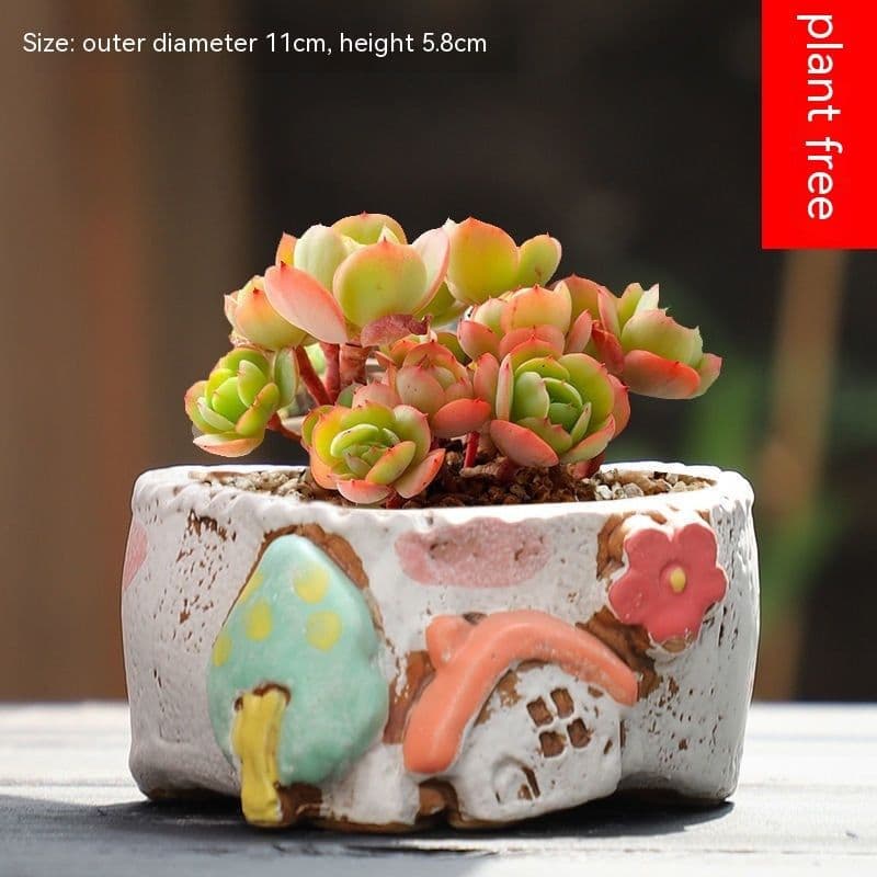 image-Cute And Creative Large Caliber Combination Pot With Meat And Flower Pots