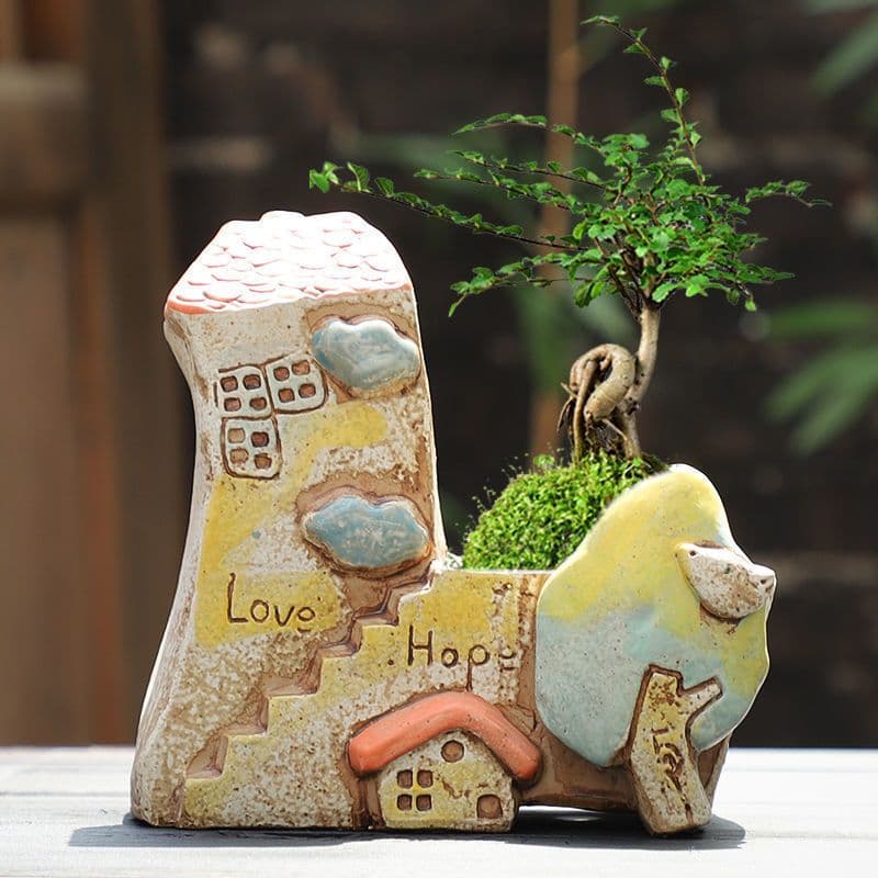 image-Cute And Creative Large Caliber Combination Pot With Meat And Flower Pots