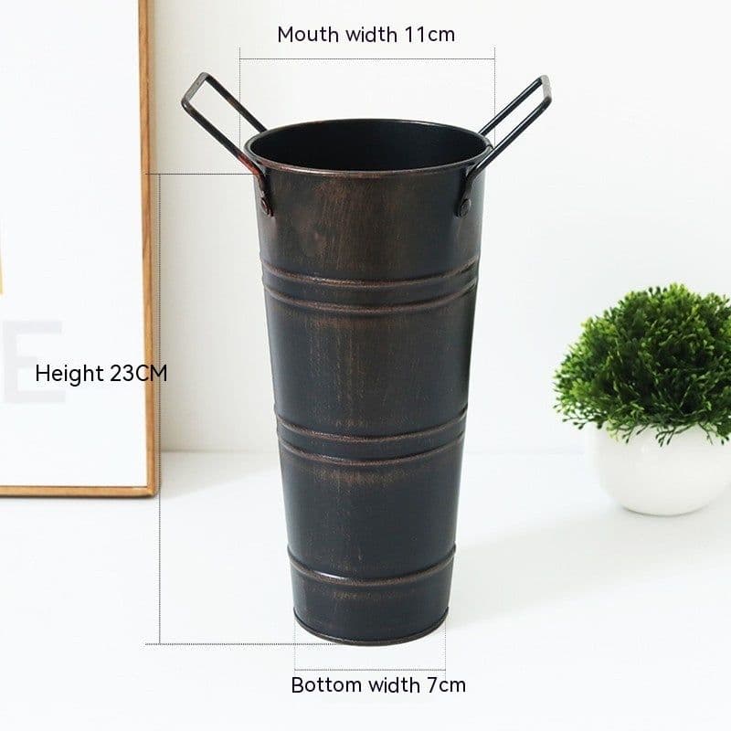 image-Iron Flower Bucket Retro Distressed Home Creative Living Room Decoration