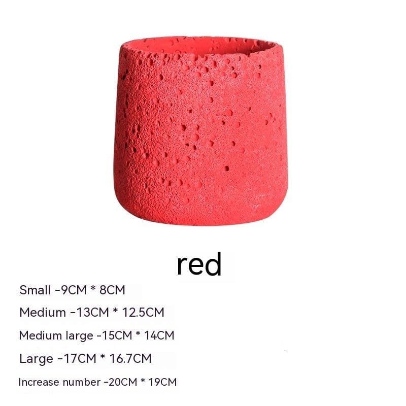 image-Nordic Cement Flowerpot Creative Volcanic Rock Breathable Greenery Potted Pot With Tray Flowerpot