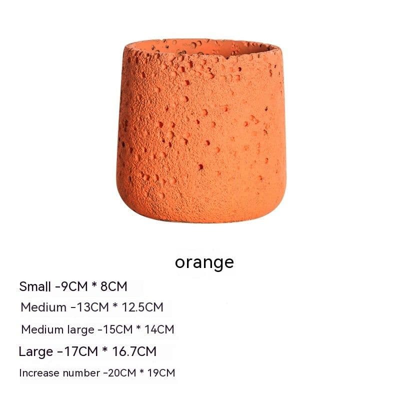 image-Nordic Cement Flowerpot Creative Volcanic Rock Breathable Greenery Potted Pot With Tray Flowerpot