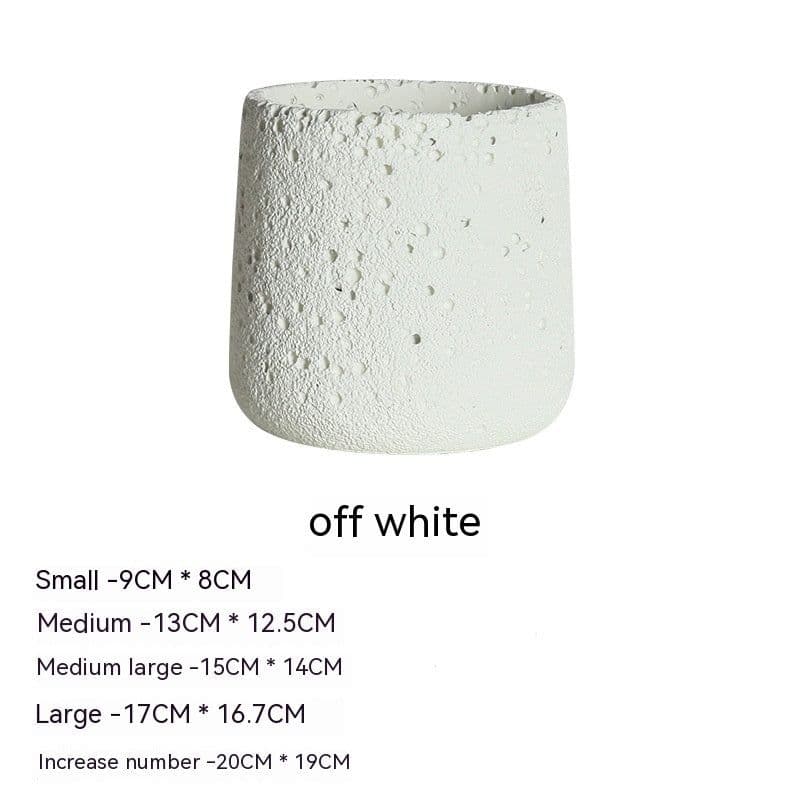 image-Nordic Cement Flowerpot Creative Volcanic Rock Breathable Greenery Potted Pot With Tray Flowerpot