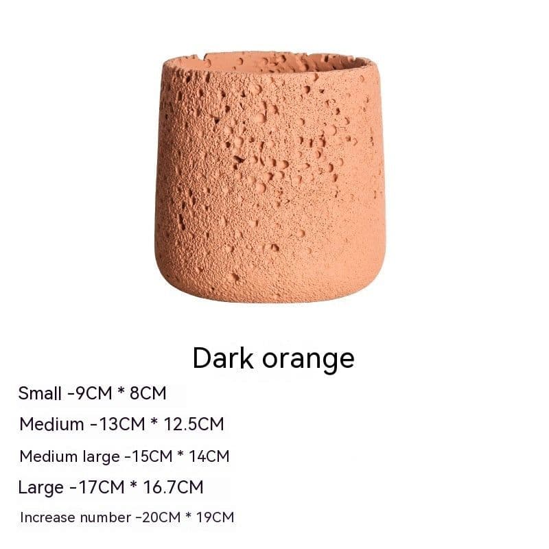 image-Nordic Cement Flowerpot Creative Volcanic Rock Breathable Greenery Potted Pot With Tray Flowerpot