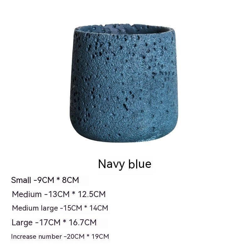 image-Nordic Cement Flowerpot Creative Volcanic Rock Breathable Greenery Potted Pot With Tray Flowerpot