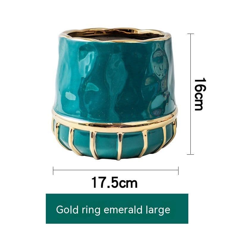 image-Succulent Flower Pot Golden Edge Home Decoration Wind Marbling Gift Ceramic