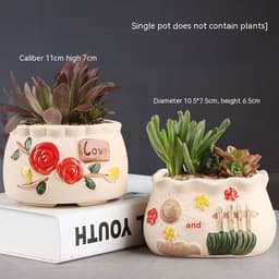 image-Succulent Bonsai Braised Purple Sand Simple Small Flower Pot